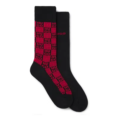Hugo Boss Two-pack Of Logo Socks In A Regular Length In Black