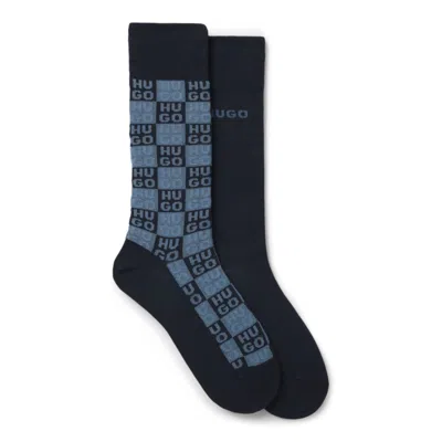 Hugo Boss Two-pack Of Logo Socks In A Regular Length In Blue