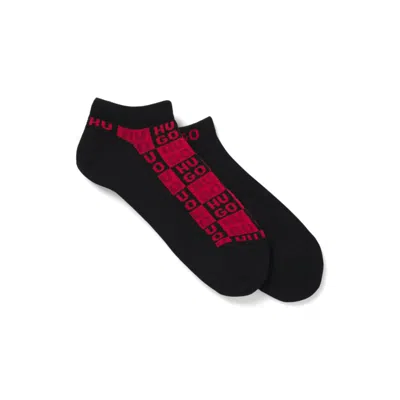 Hugo Boss Two-pack Of Logo Socks In An Ankle Length In Black