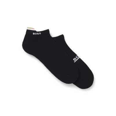Hugo Boss Two-pack Of Logo Socks In An Ankle Length In Black