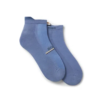 Hugo Boss Two-pack Of Logo Socks In An Ankle Length In Blue