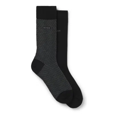 Hugo Boss Two-pack Of Logo-detail Socks In A Regular Length In Black