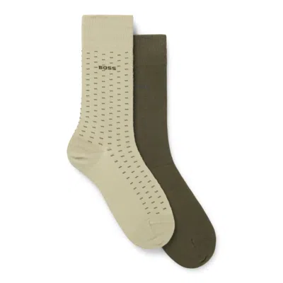 Hugo Boss Two-pack Of Regular-length Cotton-blend Socks In Green