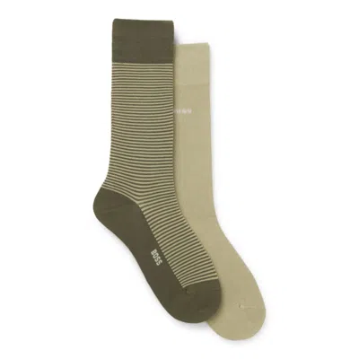 Hugo Boss Two-pack Of Regular-length Logo Socks In Red