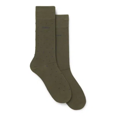 Hugo Boss Two-pack Of Regular-length Socks In Green
