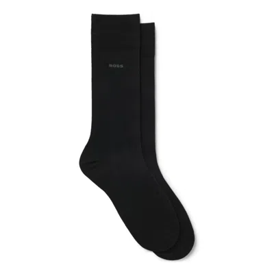 Hugo Boss Two-pack Of Regular-length Socks In A Mercerised-cotton Blend In Black