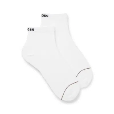 Hugo Boss Two-pack Of Ribbed Cotton-blend Short Socks In White