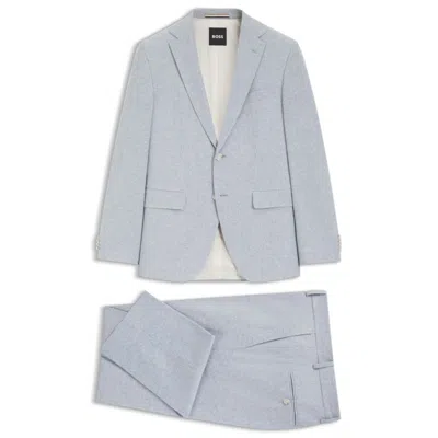 Hugo Boss Two-piece Regular-fit Suit In Stretch Bouclé In Blue