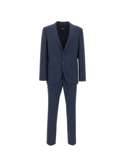 Hugo Boss Two-piece Regular-fit Suit In Stretch-virgin Wool In Blue