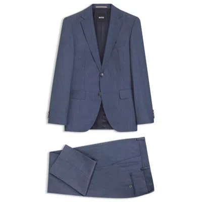 Hugo Boss Two-piece Regular-fit Suit In Virgin Wool And Silk In Blue