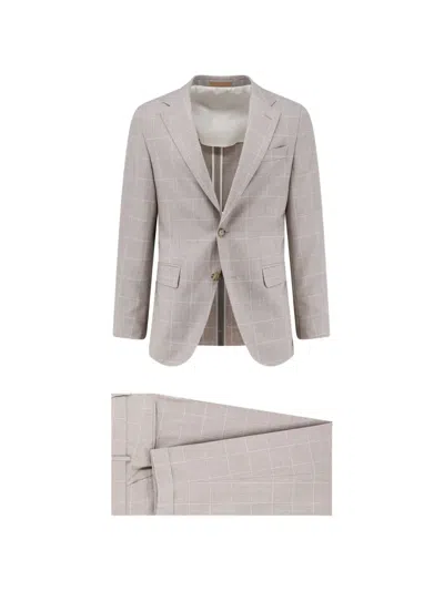 Hugo Boss Two-piece Slim-fit Suit In Checked Italian Wool In Neutral