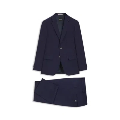 Hugo Boss Two-piece Slim-fit Suit In Micro-patterned Cloth In Blue