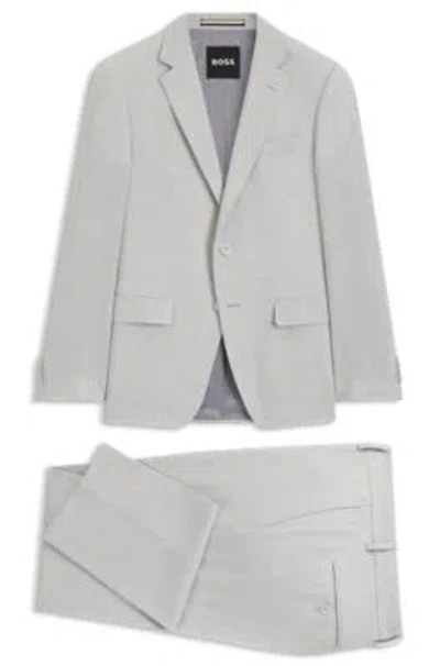 Hugo Boss Two-piece Slim-fit Suit In Micro-patterned Cloth In Gray