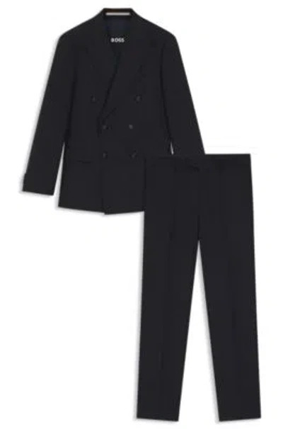 Hugo Boss Two-piece Slim-fit Suit In Pinstripe Virgin Wool In Black