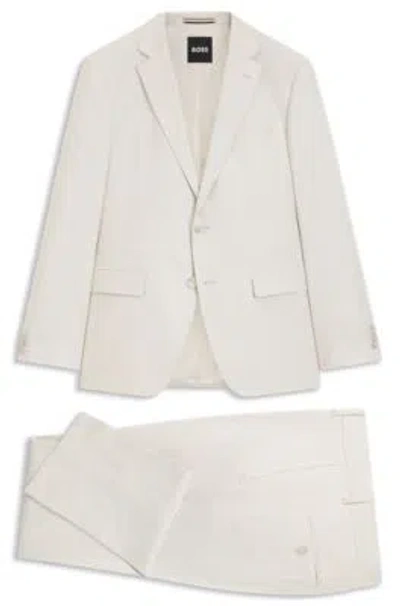 Hugo Boss Two-piece Slim-fit Suit In Stretch Fabric In Neutral