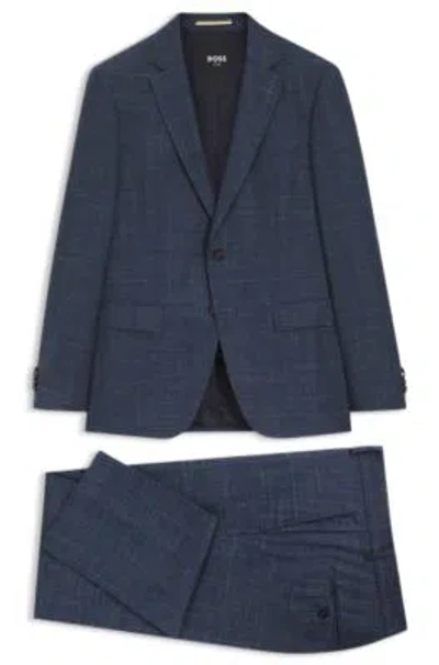 Hugo Boss Two-piece Slim-fit Suit In Wool, Silk And Linen In Blue