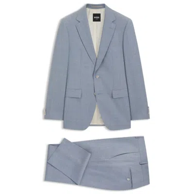 Hugo Boss Two-piece Wool-blend Slim-fit Suit With Silk In Blue