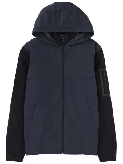 Hugo Boss Two-tone Navy Front Hood Jacket In Blue