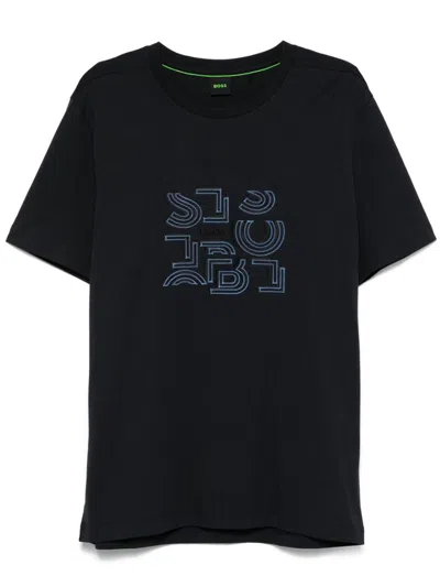Hugo Boss Typographic Artwork T-shirt In Blue