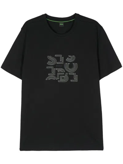 Hugo Boss Typographic Artwork T-shirt In Black