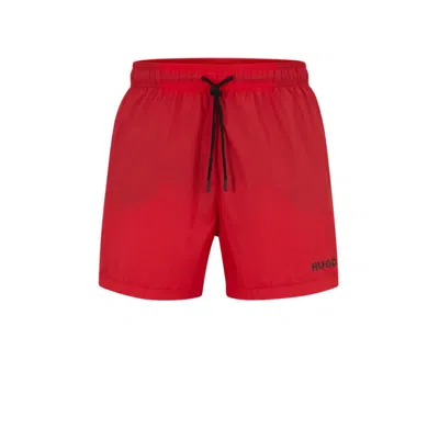 HUGO BOSS ULTRA-LIGHT, QUICK-DRY SWIM SHORTS WITH LOGO PRINT