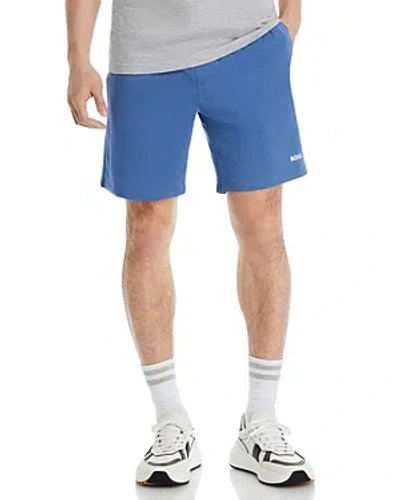 Hugo Boss Unique Cotton Blend Regular Fit Drawstring Shorts In Open Blue