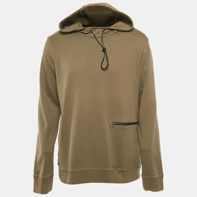 Pre-owned Hugo Boss Unisex Olive Green Cotton Knit Hoodie Xl