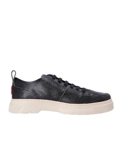 Hugo Boss Urian Oxfr Leather Sneakers In Black