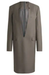 Hugo Boss V-front Dress In Pinstripe Virgin Wool In Light Grey