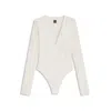 Hugo Boss V-neck Bodysuit With Embroidered Structure In White