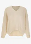 Hugo Boss Soft Alpaca Blend V-neck Sweater In Neutral