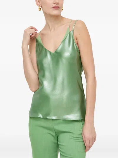 Hugo Boss V-neck Double-strap Top In Green