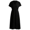 Hugo Boss V-neck Dress In Dot-patterned Silk In Black