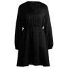 Hugo Boss V-neck Dress In Hammered Satin In Black