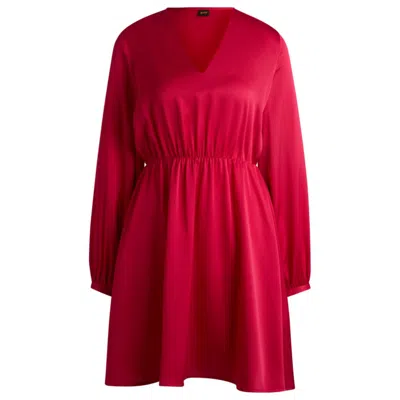 HUGO BOSS V-NECK DRESS IN HAMMERED SATIN