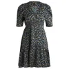 Hugo Boss V-neck Dress In Printed Satin With Gathered Sleeves In Multi