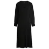 Hugo Boss V-neck Dress With Button Cuffs In Black