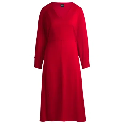 HUGO BOSS V-NECK DRESS WITH BUTTON CUFFS