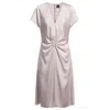 Hugo Boss V-neck Dress With Gathered Waistband In Metallic