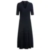 Hugo Boss V-neck Dress With Ribbed Structure In Blue