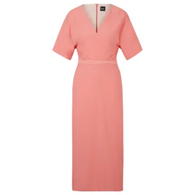 Hugo Boss V-neck Dress With Waist Detail In Light Purple