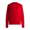 Hugo Boss V-neck Knitted Cardigan In Virgin Wool In Red