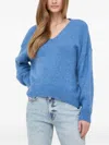Hugo Boss V-neck Long-sleeves Sweater In Blue