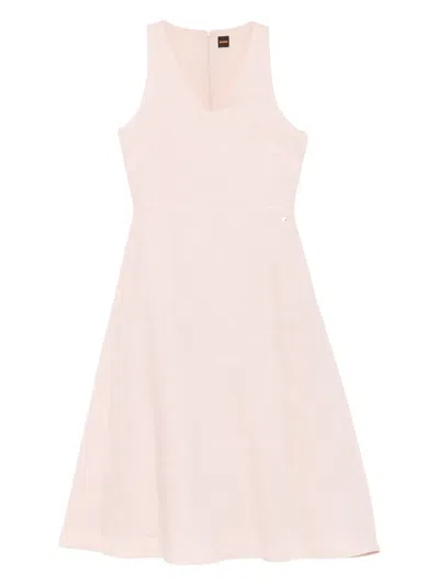 Hugo Boss V-neck Midi Dress In White