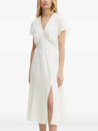Hugo Boss V-neck Midi Dress In Neutral