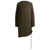 Hugo Boss V-neck Midi Dress With Drawcord Detail In Green