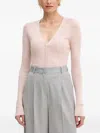 Hugo Boss V-neck Ribbed Cardigan In Pink
