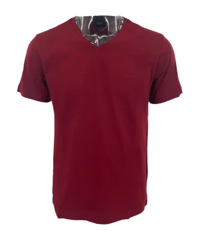 Hugo Boss V-neck Short-sleeved T-shirt In Red