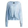 Hugo Boss Floral Knitted Jacquard V-neck Sweater In Blue