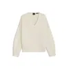 Hugo Boss V-neck Sweater In Italian Yarn In White